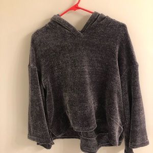 Gray target sweater with hood